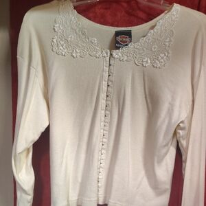 Harley-Davidson Women's Ivory Button Down with Lace